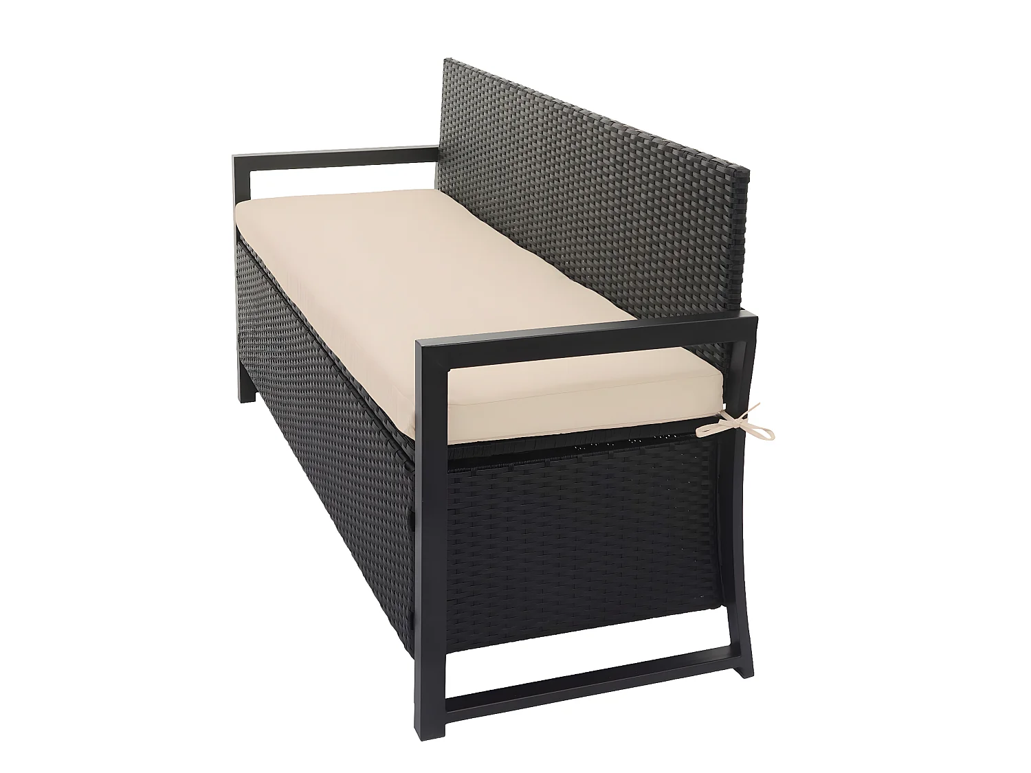 Banco de 3 plazas de polirratán MCW-F39,  antracita, cojines beige