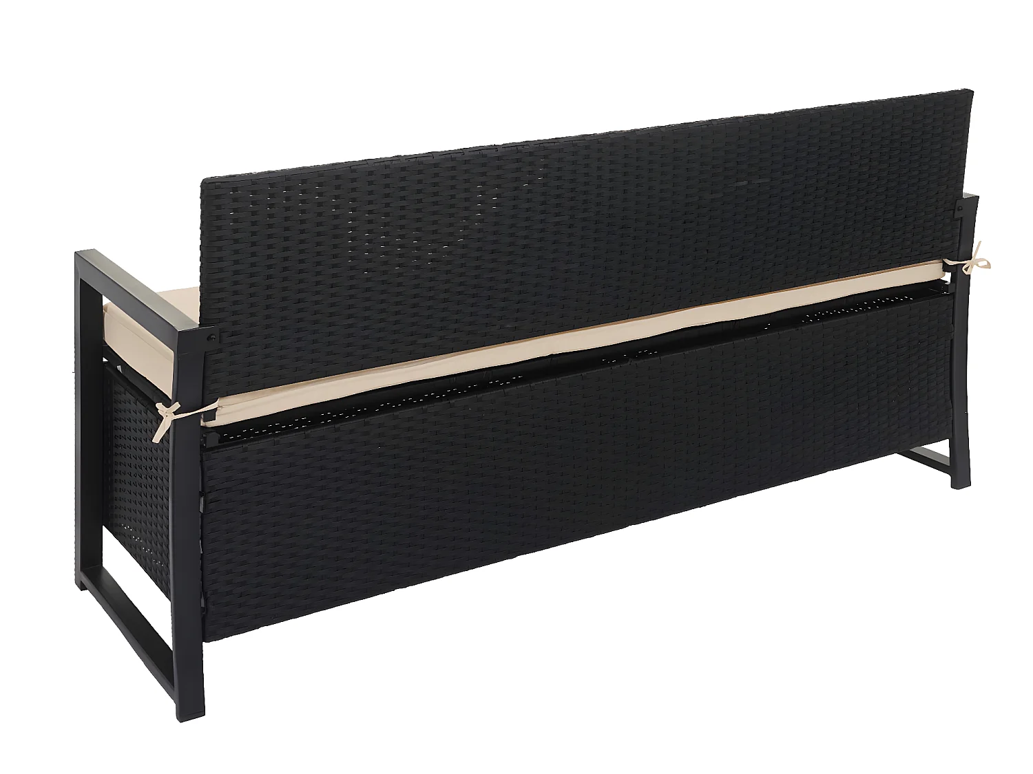 Banco de 3 plazas de polirratán MCW-F39,  antracita, cojines beige