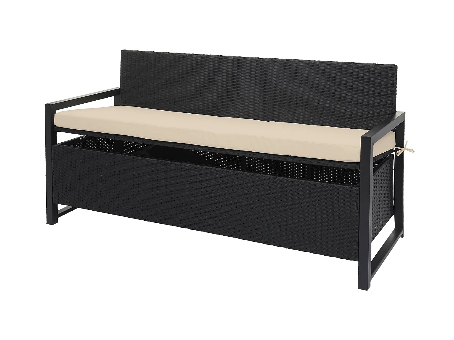 Poly-Rattan Banc 3 places MCW-F39,  anthracite, coussin beige