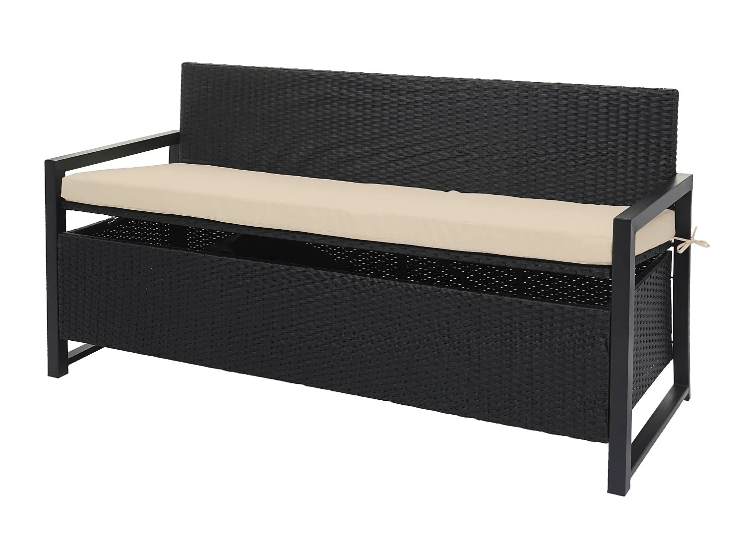 Poly-Rattan 3er Sitzbank MCW-F39, Anthrazit, Kissen beige