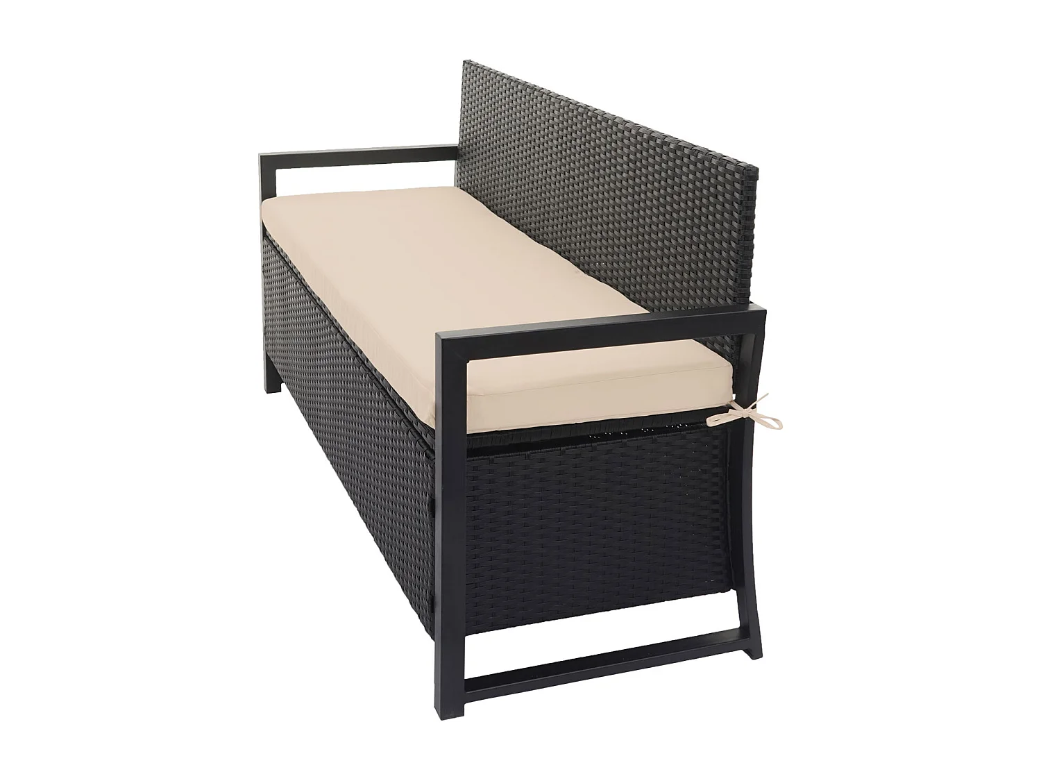 Ławka 3-osobowa z polirattanu MCW-F39,  antracyt, poduszki beżowe