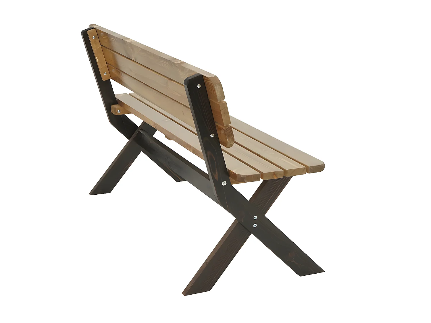 Banc de jardin MCW-J83 Bois massif,  brun, aspect noyer clair