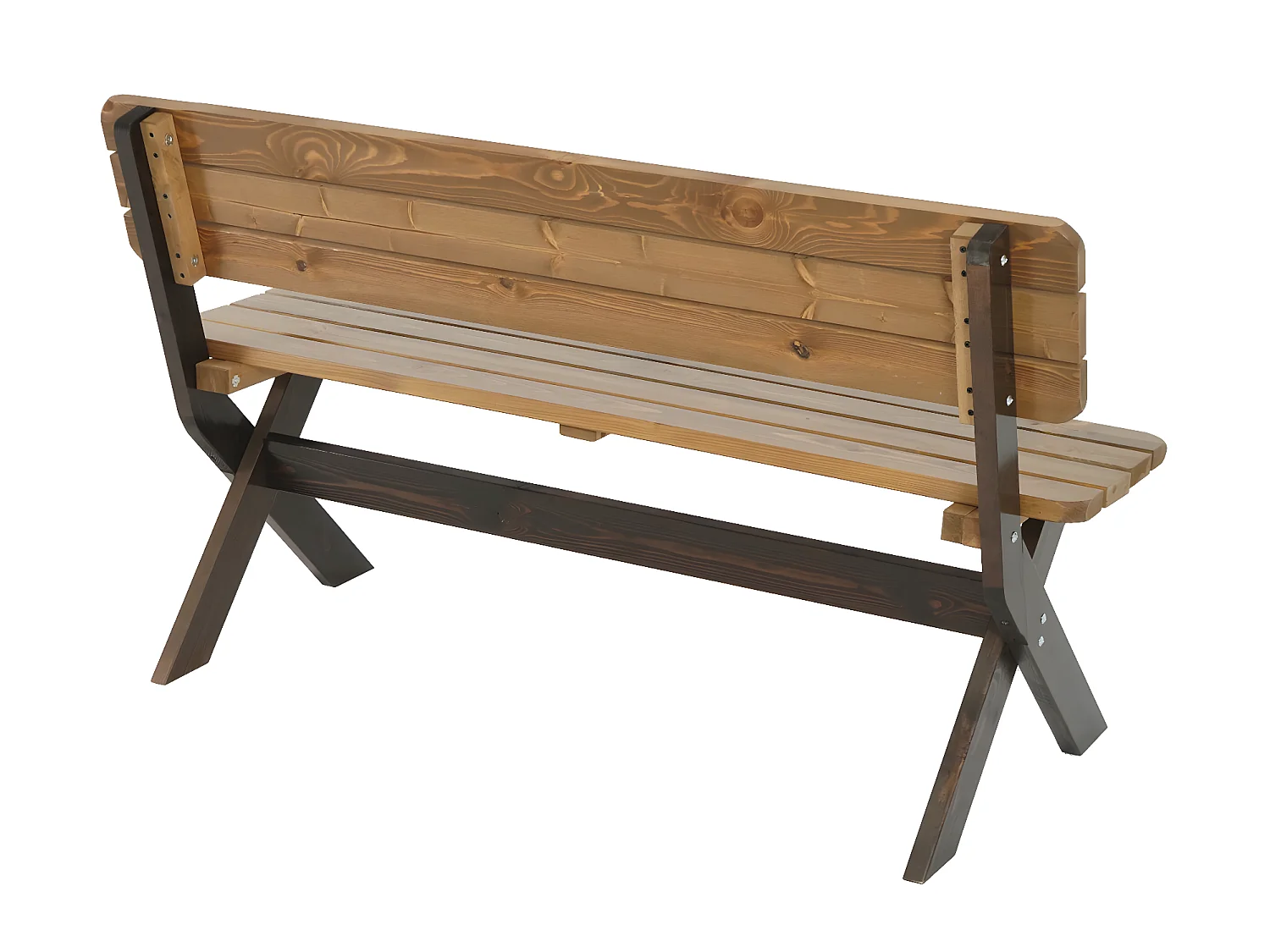 Banc de jardin MCW-J83 Bois massif,  brun, aspect noyer clair