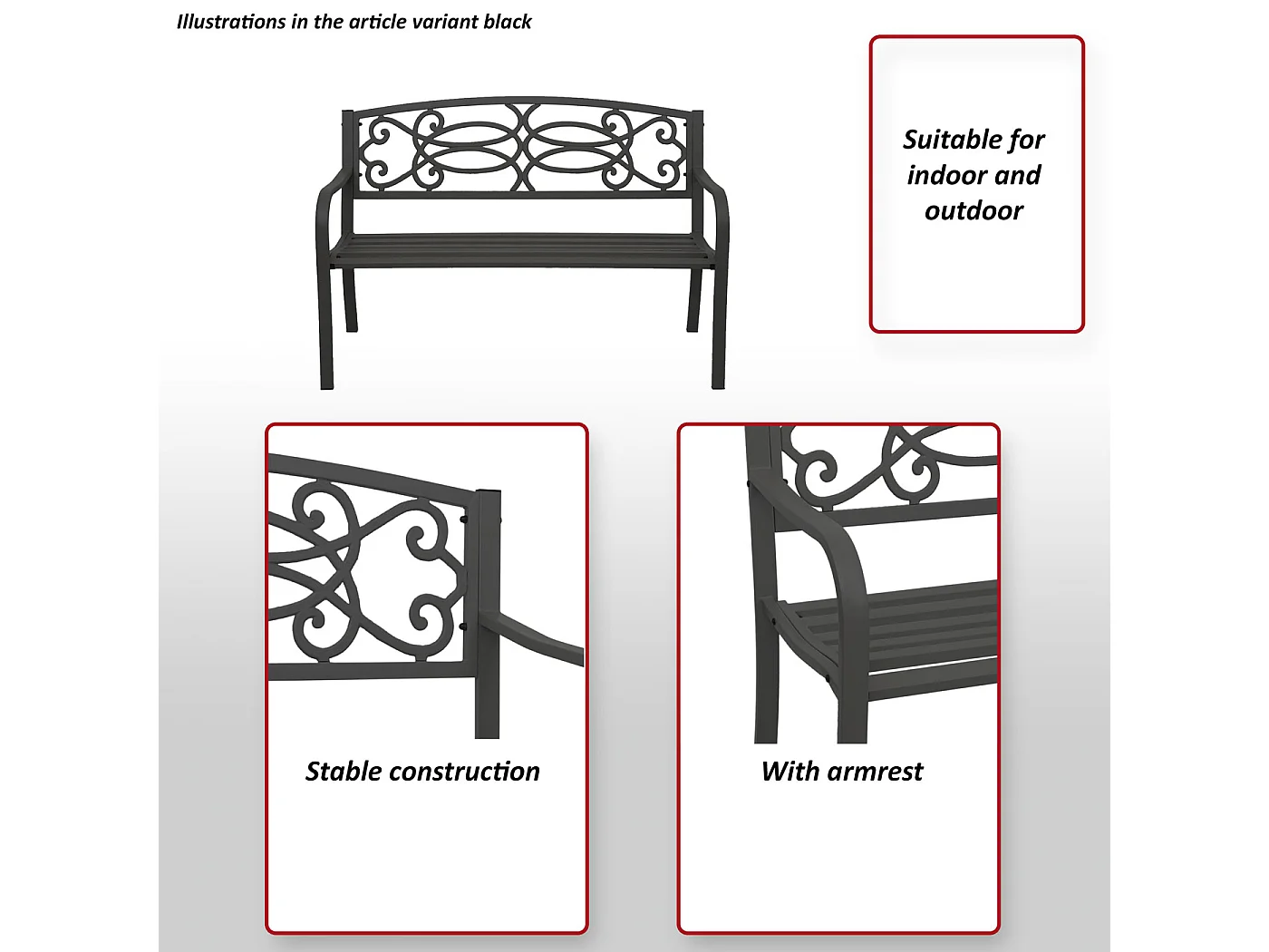 Banc de jardin MCW-F44,  bronze vintage