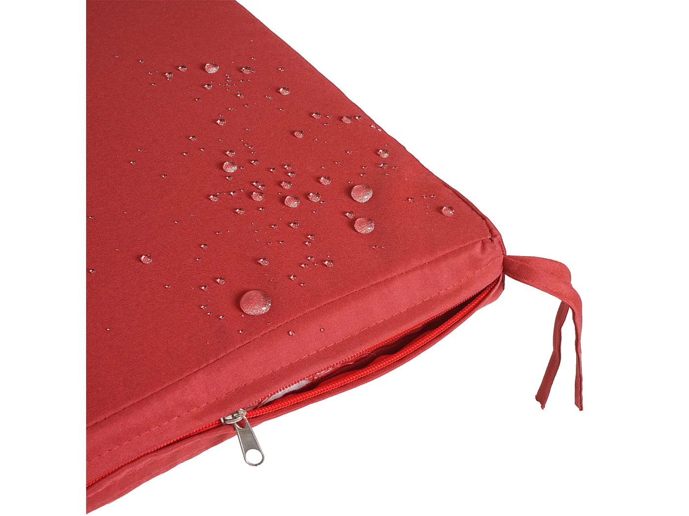 Ławka 2-osobowa z polirattanu MCW-F39,  szaro-motylkowy, poduszki czerwone