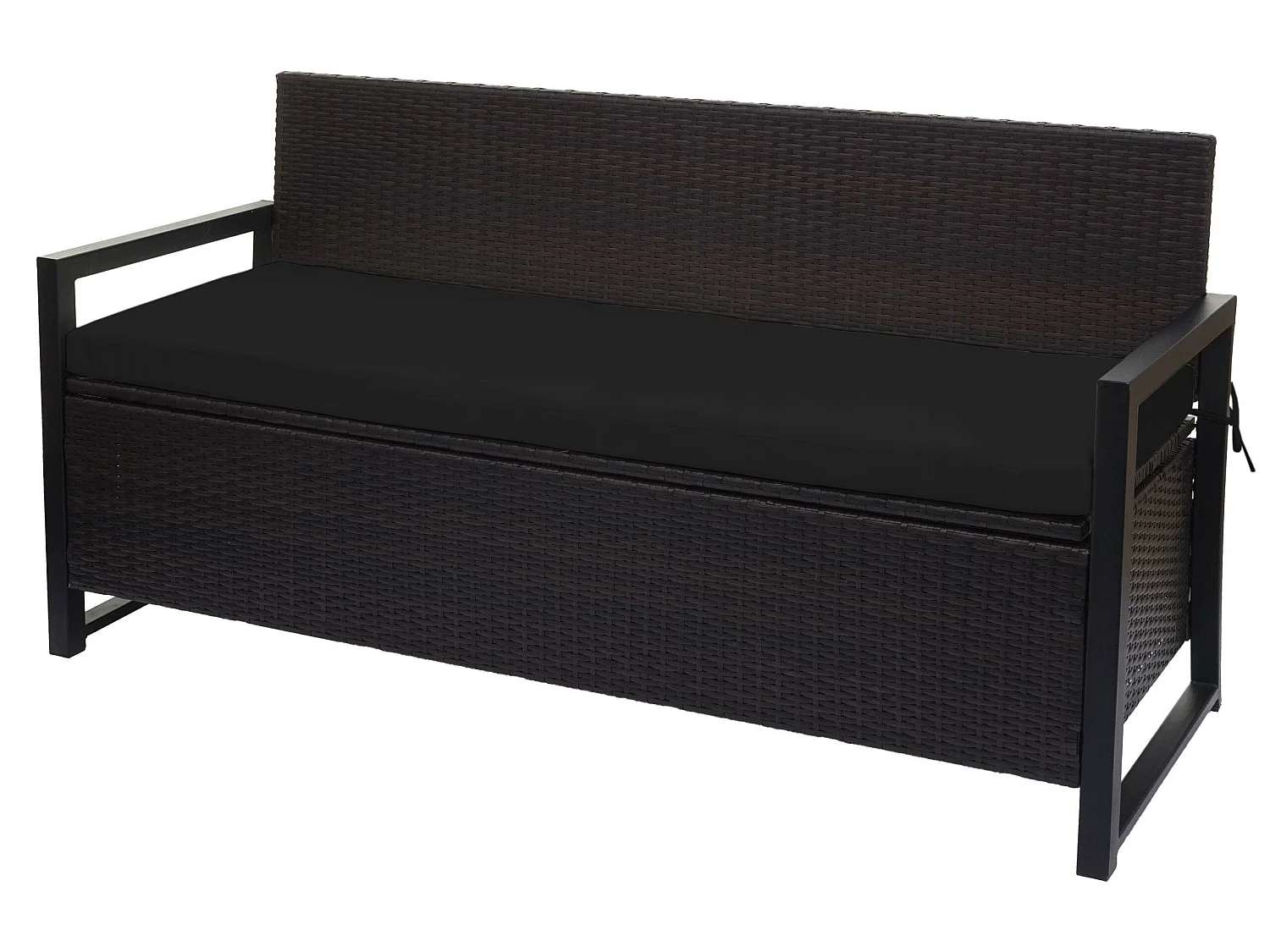 Ławka 3-osobowa z polirattanu MCW-F39,  brązowy, poduszki czarne