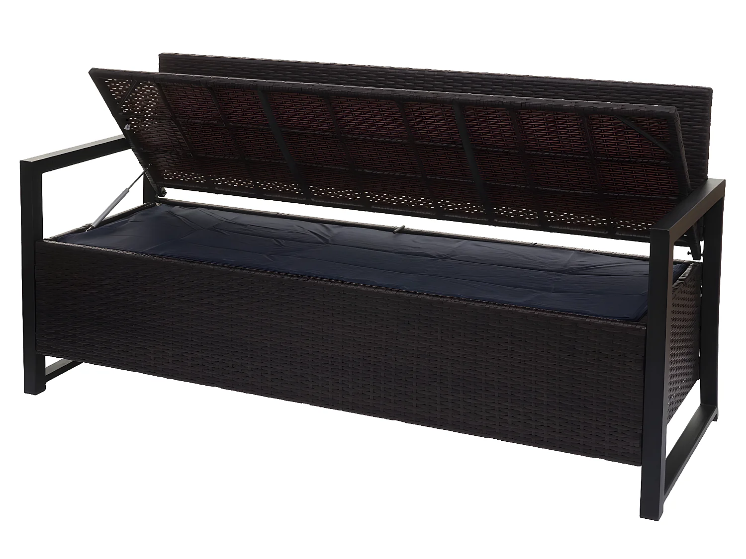 Ławka 3-osobowa z polirattanu MCW-F39,  brązowy, poduszki czarne