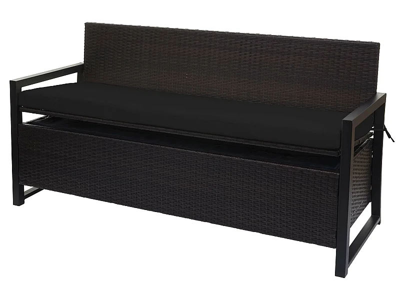 Poly-Rattan Banc 3 places MCW-F39,  brun, coussin noir