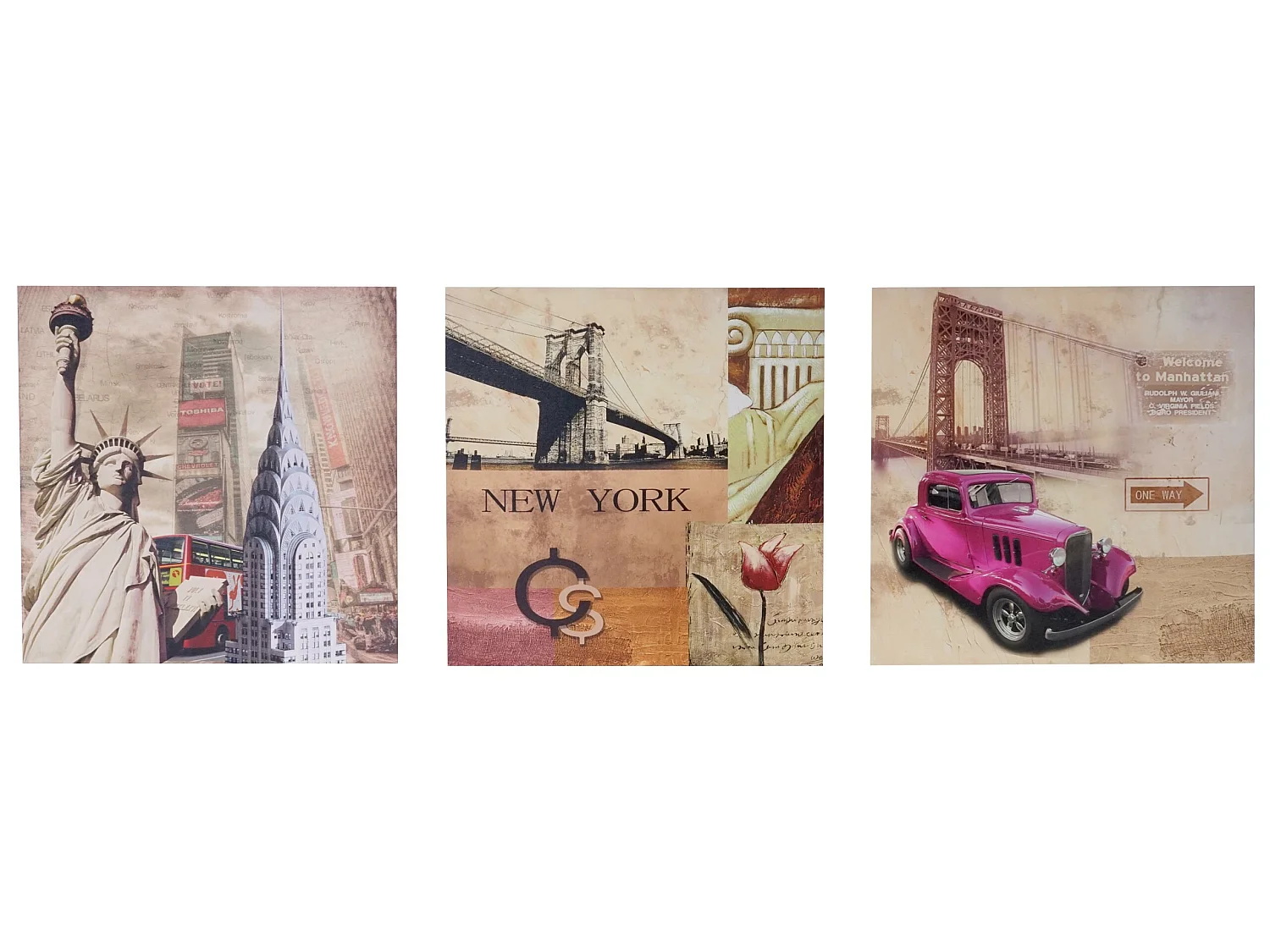 Canvas schilderij H376 New York (3 stuks),  New York