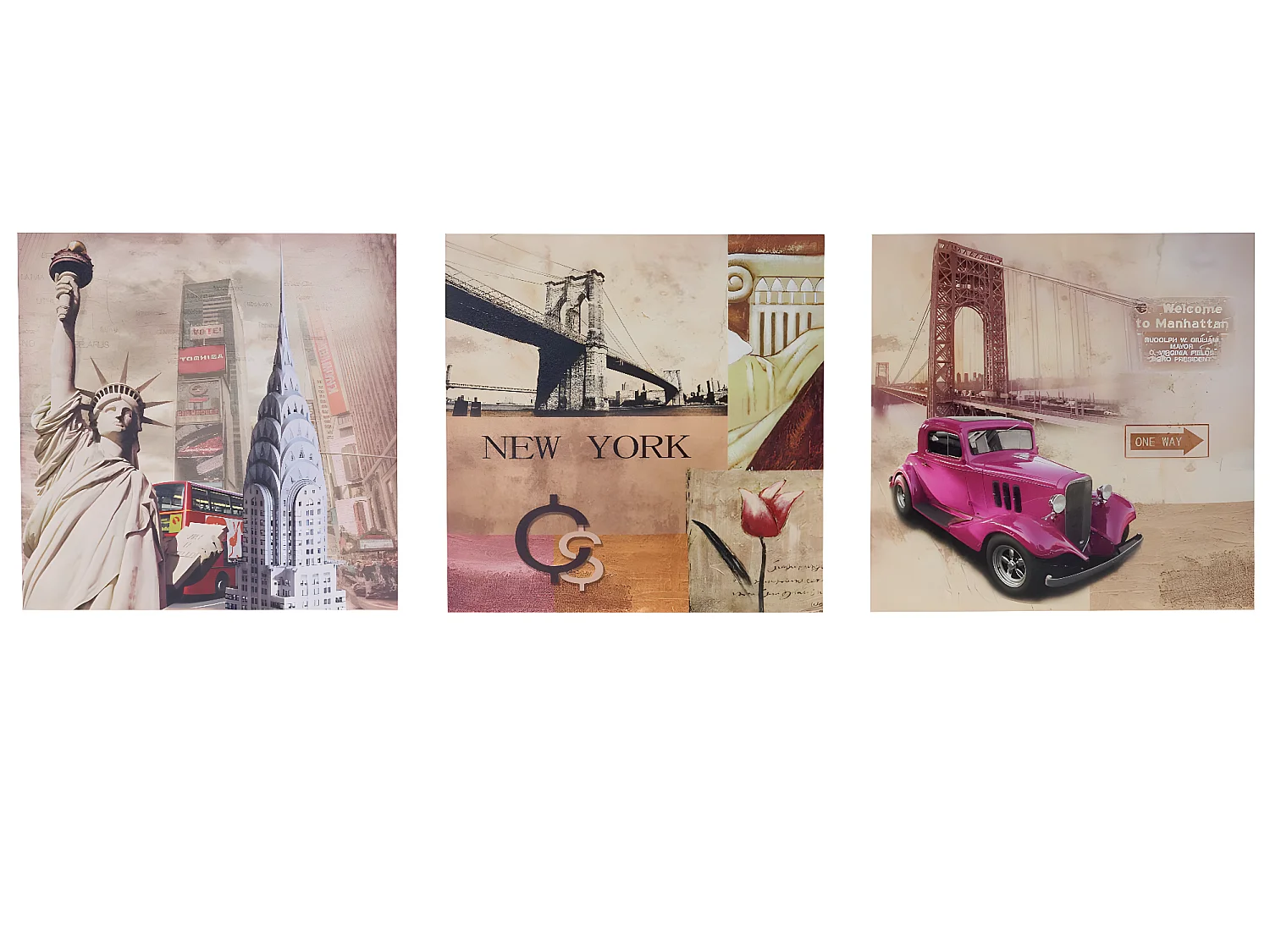 Canvas schilderij H376 New York (3 stuks),  New York