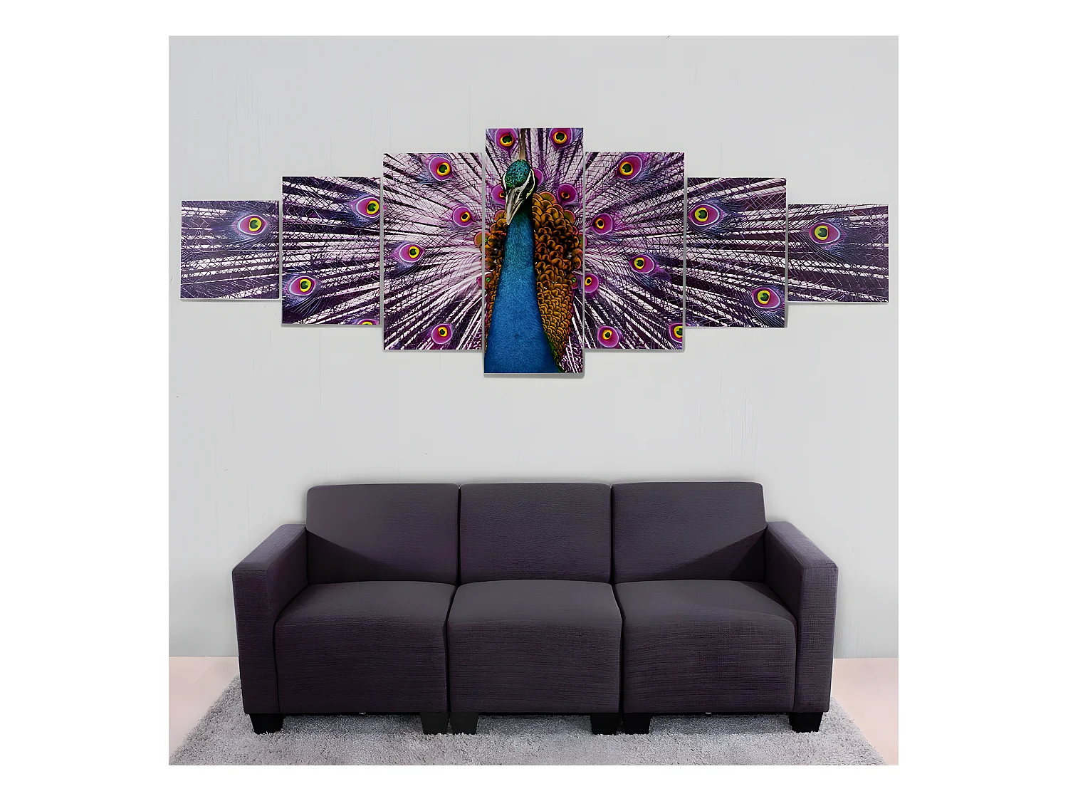 Leinwandbild H375 XL Pfau (7-tlg.), Pfau