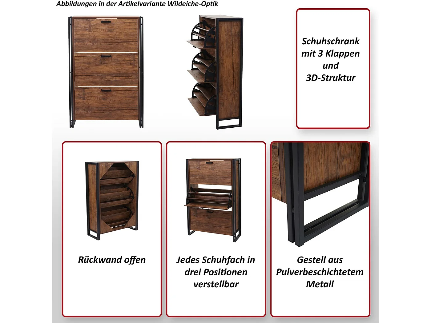 Meuble à chaussures MCW-A27,  aspect chêne sauvage