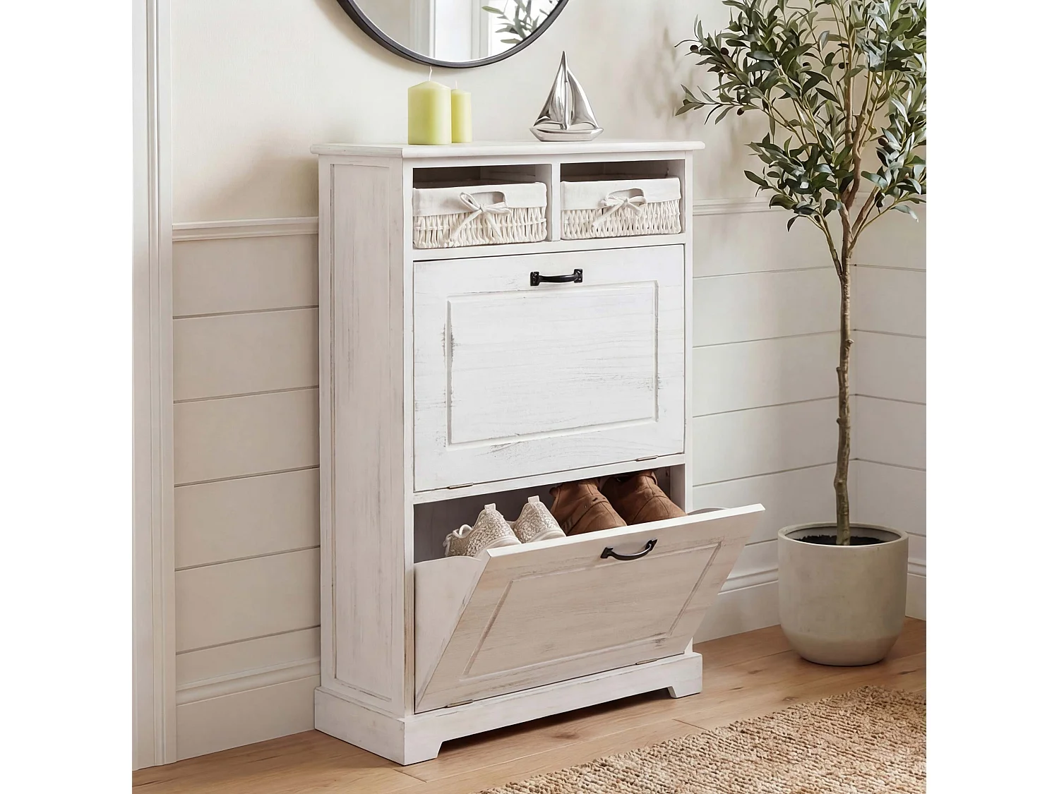 Meuble à chaussures MCW-H19,  blanc