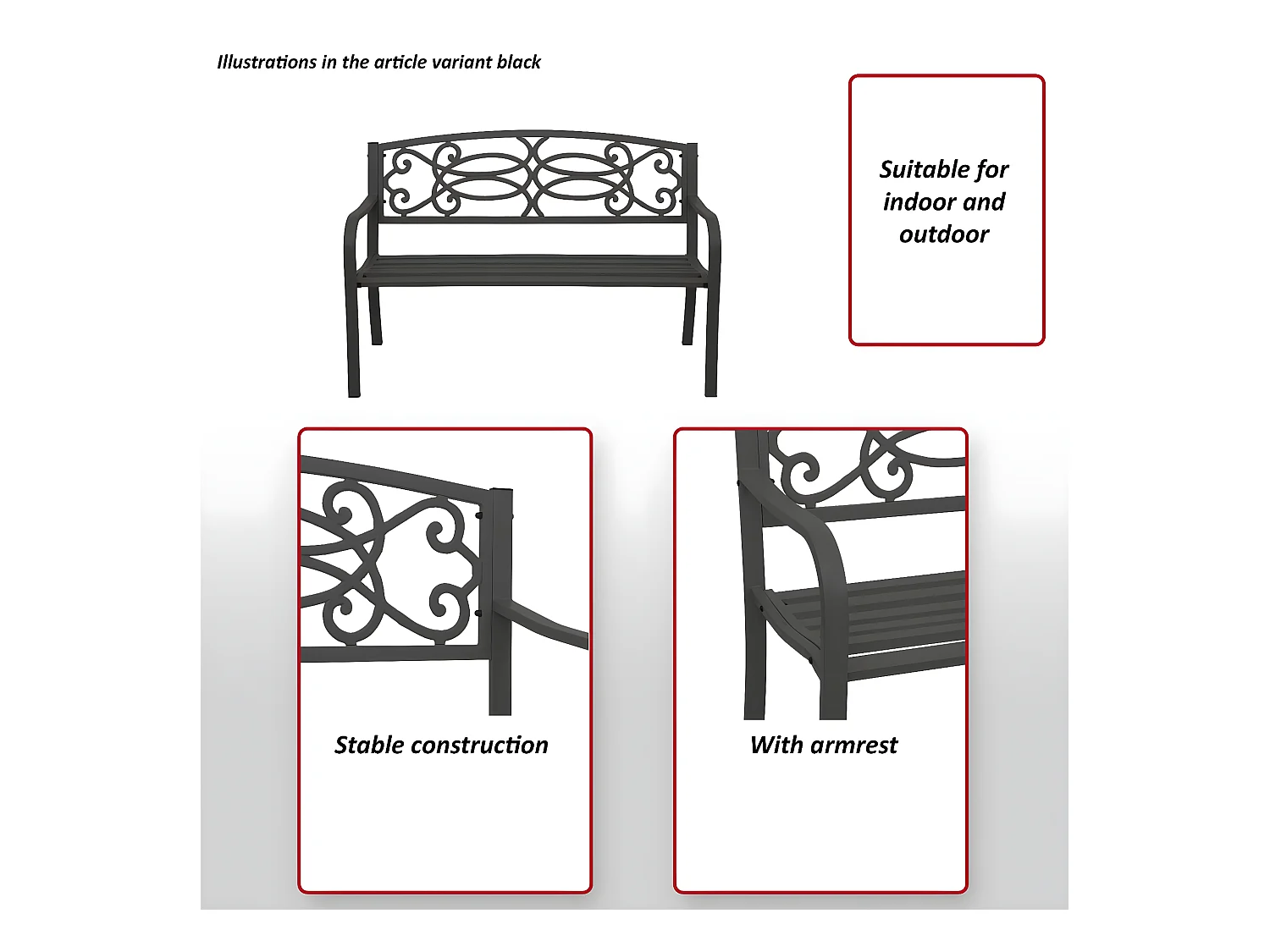 Banc de jardin MCW-F44,  blanc
