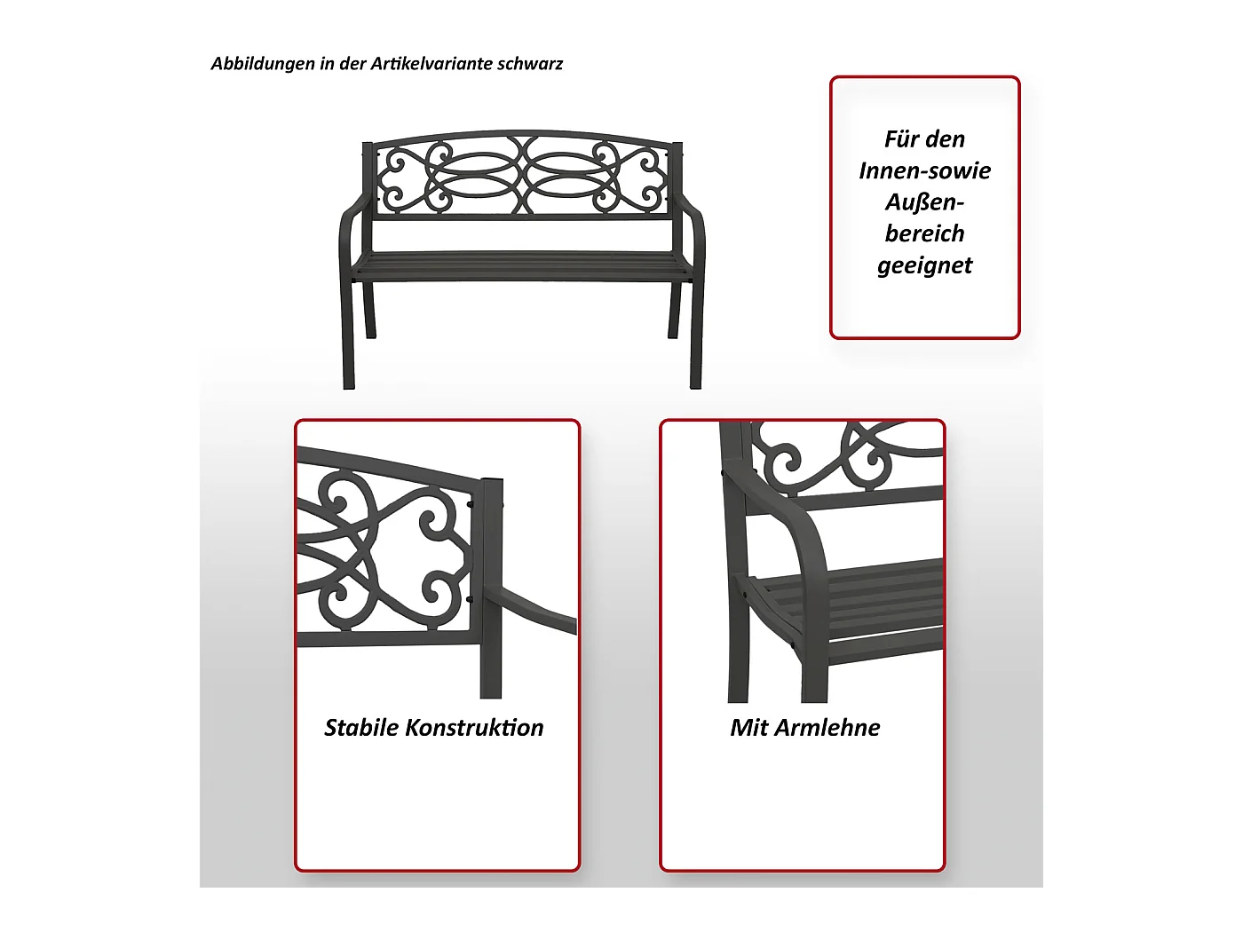 Banc de jardin MCW-F44,  blanc