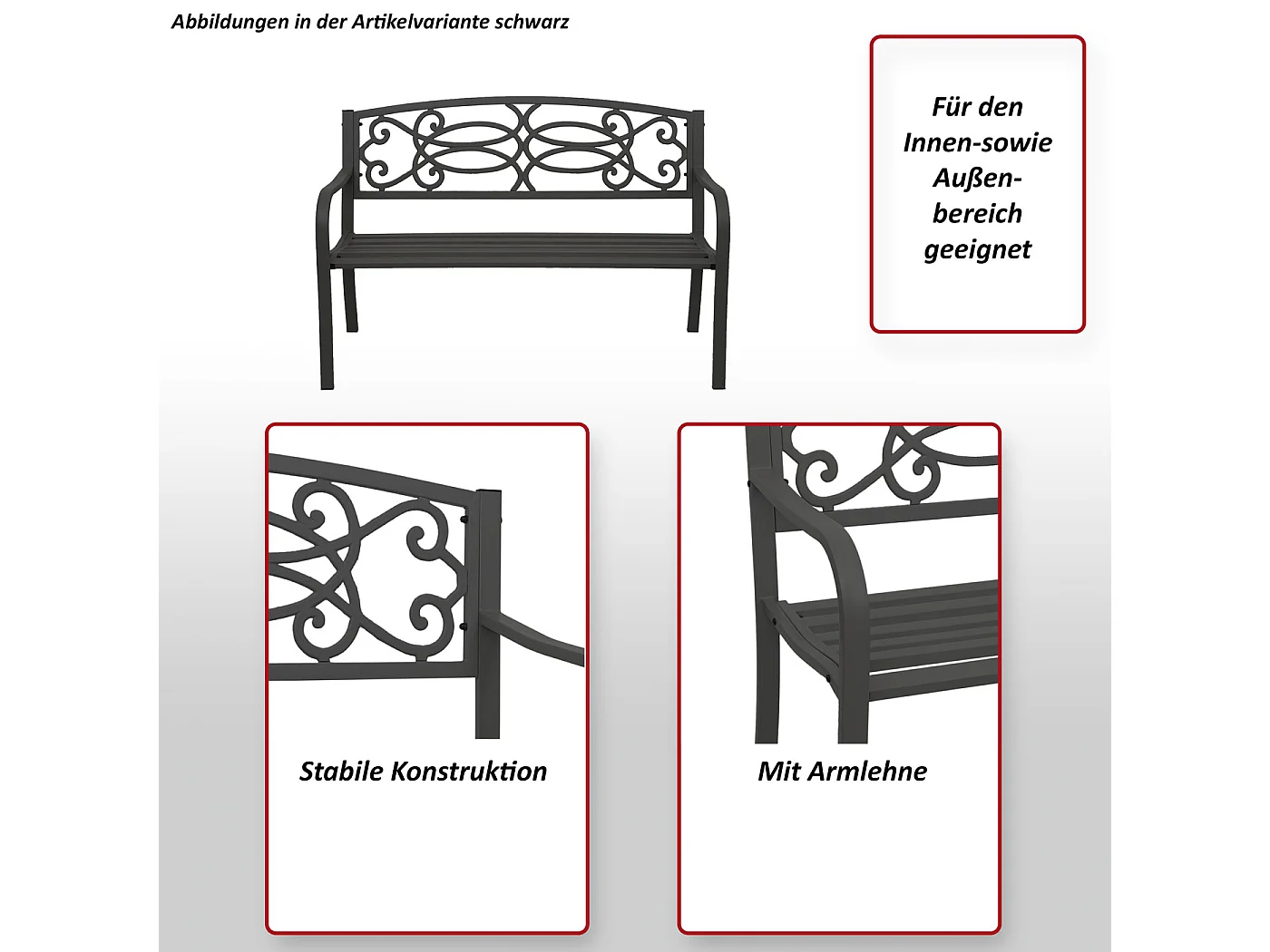 Banc de jardin MCW-F44,  blanc