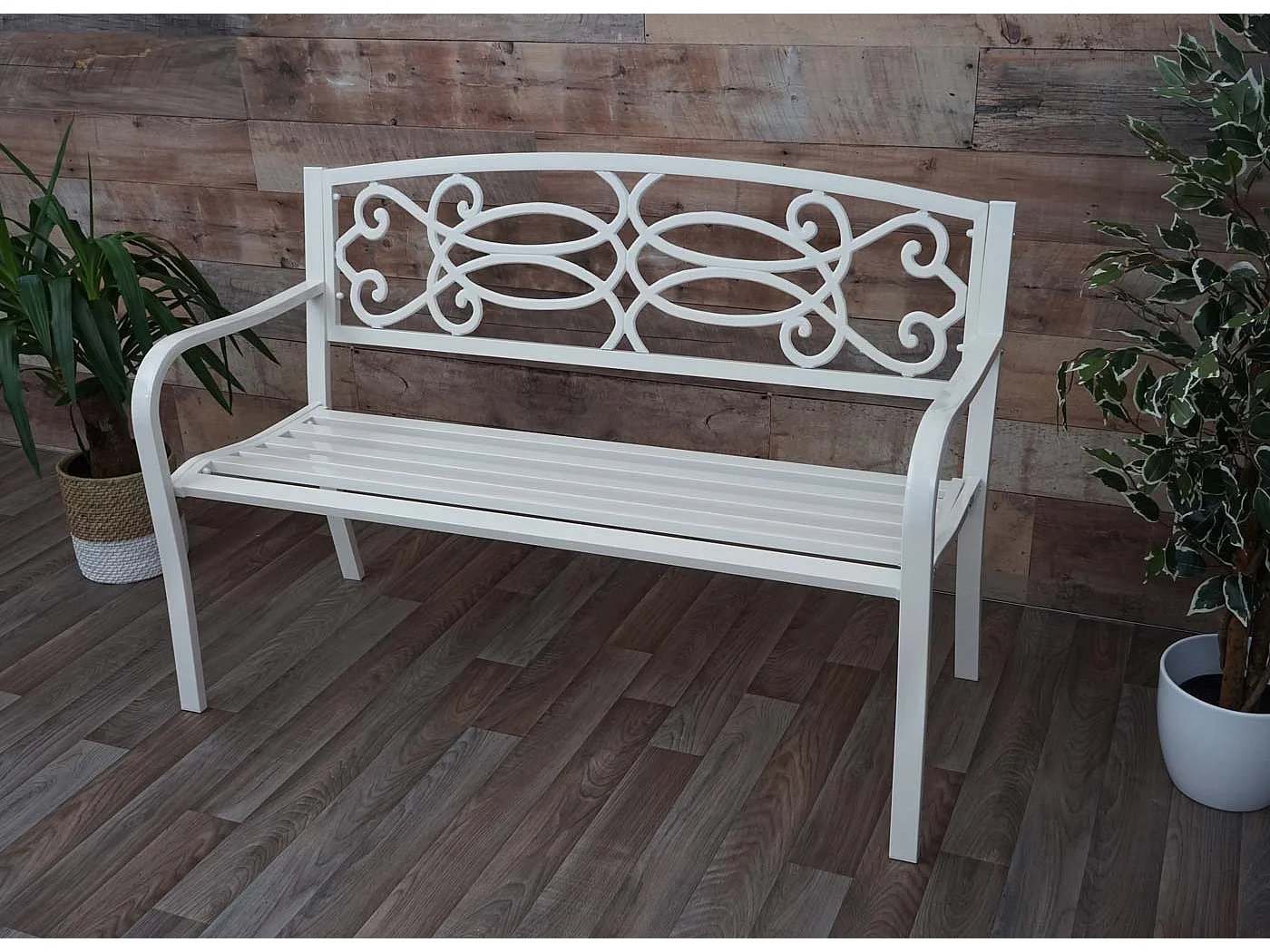 Ławka ogrodowa MCW-F44,  biała