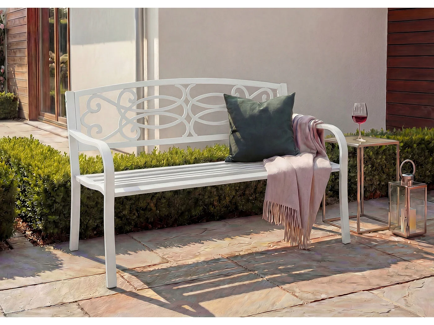 Ławka ogrodowa MCW-F44,  biała