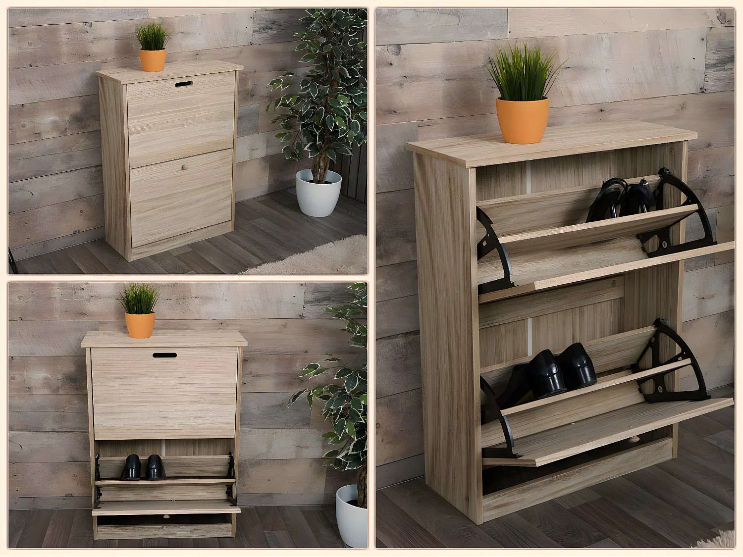 Meuble à chaussures MCW-K45,  brun naturel