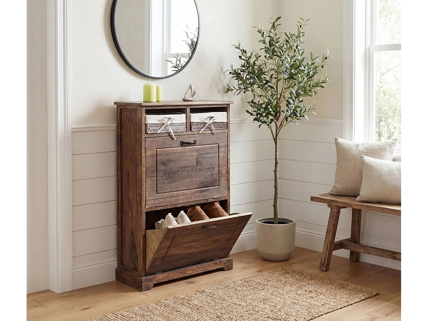 Meuble à chaussures MCW-H19,  brun