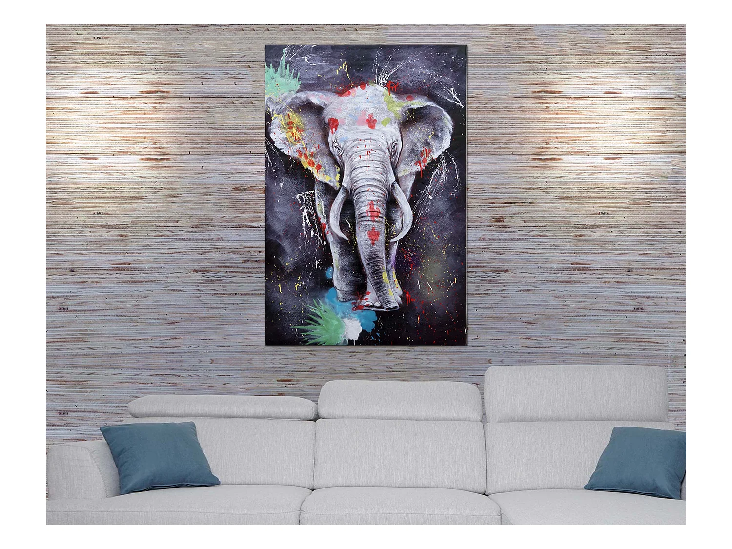 Peinture à l'huile Eléphant MCW-H25 peinte à la main,  180x120cm