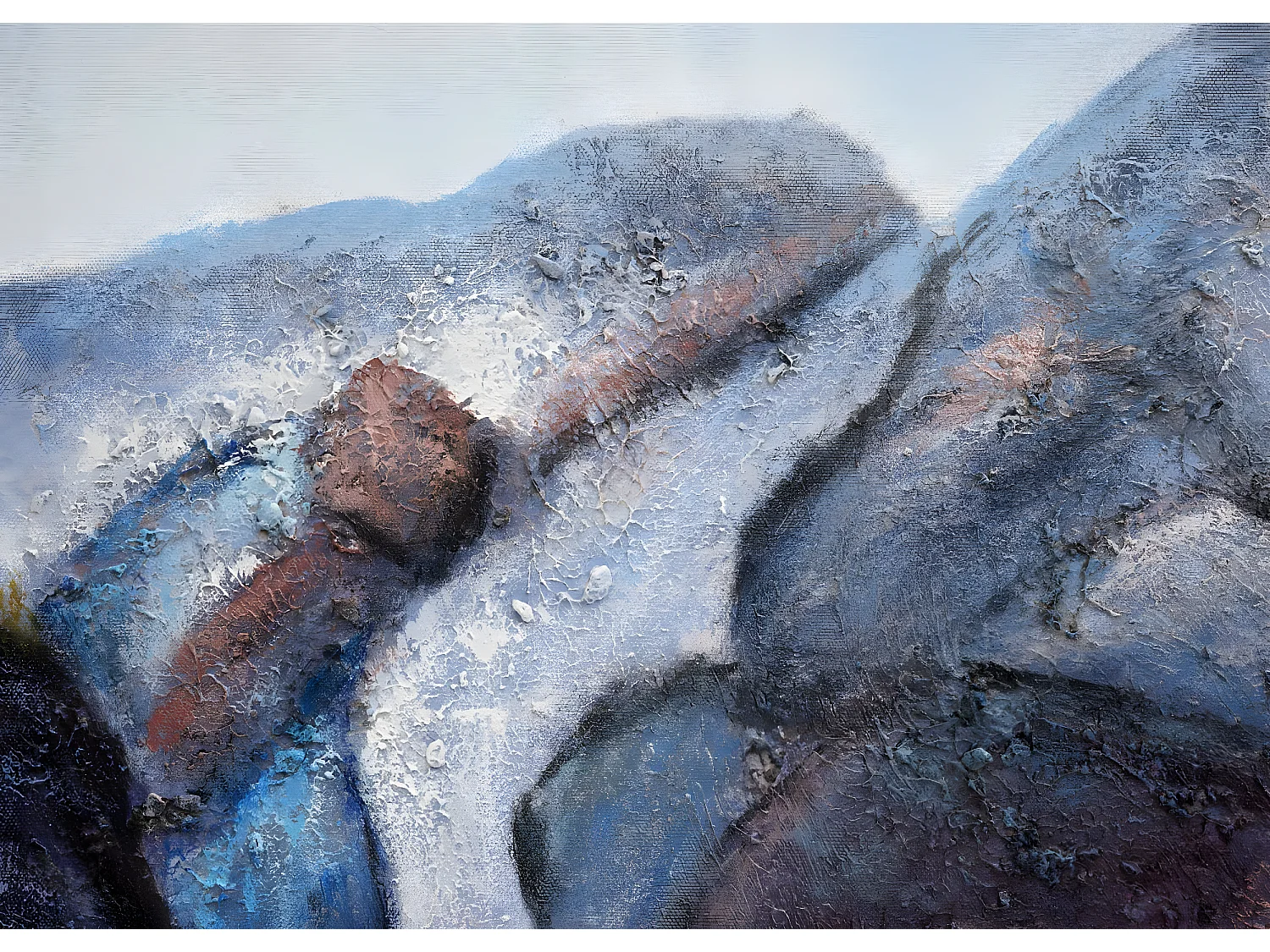 Pintura de parede MCW-H25 XL pintada à mão,  80x120cm