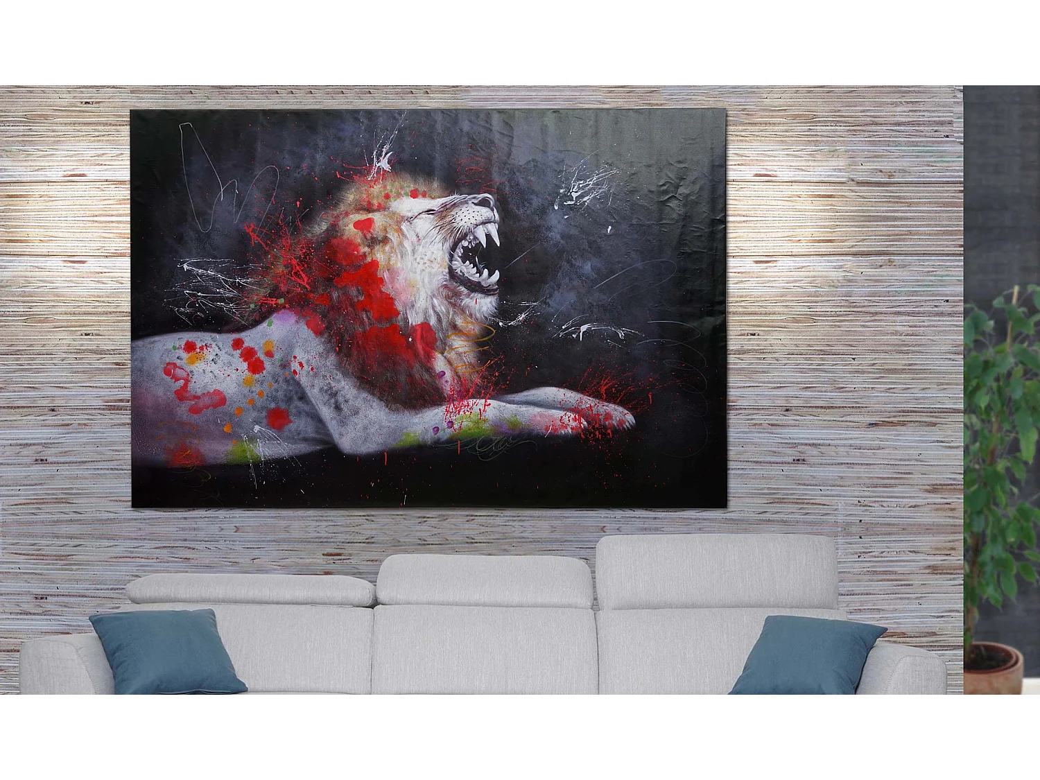 Olieverfschilderij Leeuw MCW-H25,  100x150cm