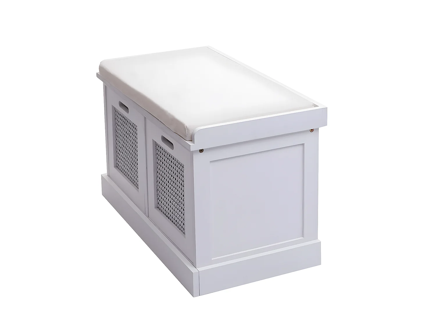 Sitzbank MCW-J49 Aufbewahrungsboxen, Weiß, Polster creme-weiß