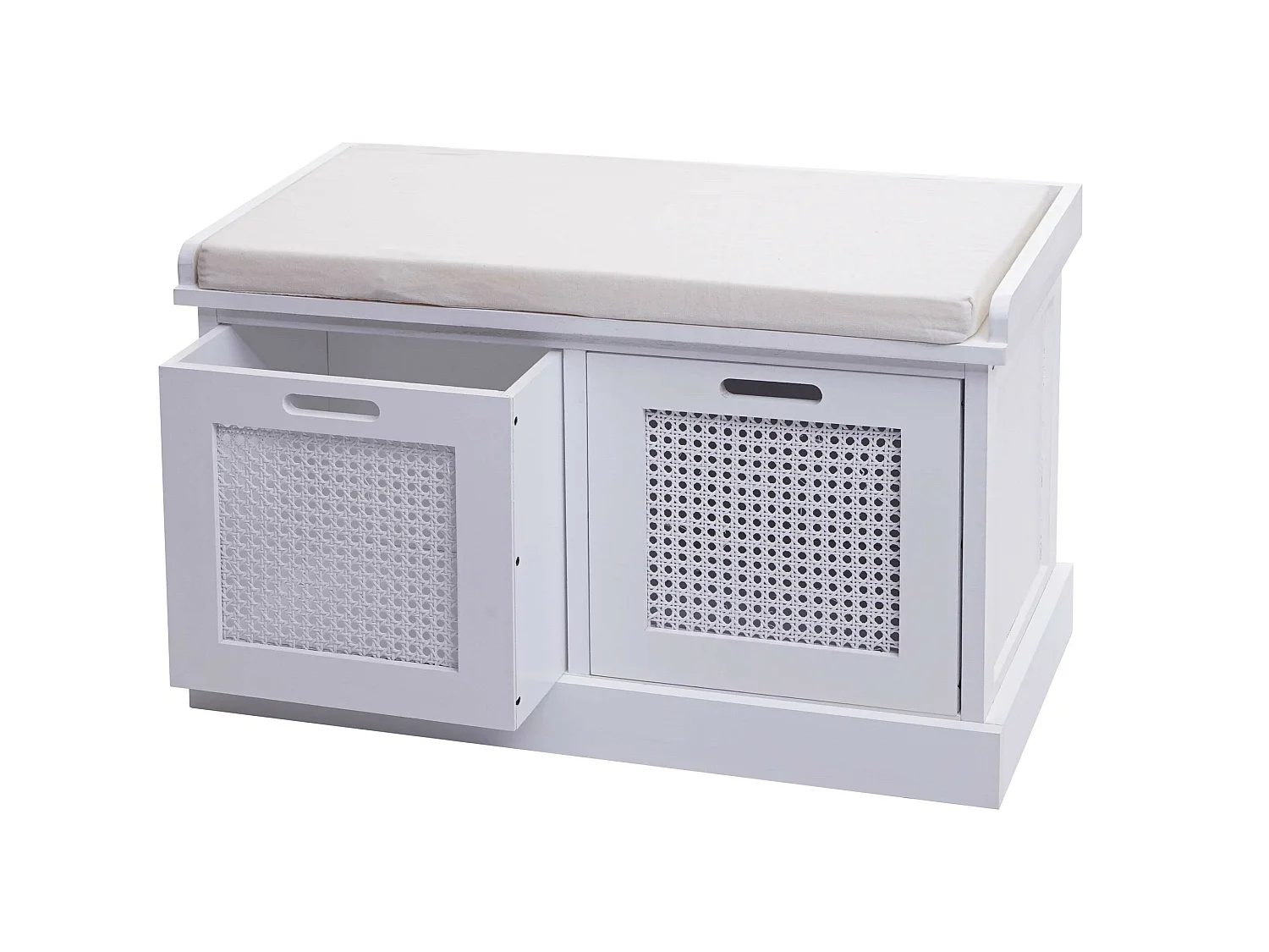 Sitzbank MCW-J49 Aufbewahrungsboxen, Weiß, Polster creme-weiß
