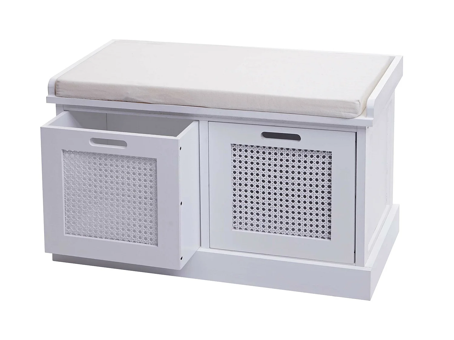 Banc MCW-J49 Boîtes de rangement,  blanc, rembourrage crème-blanc