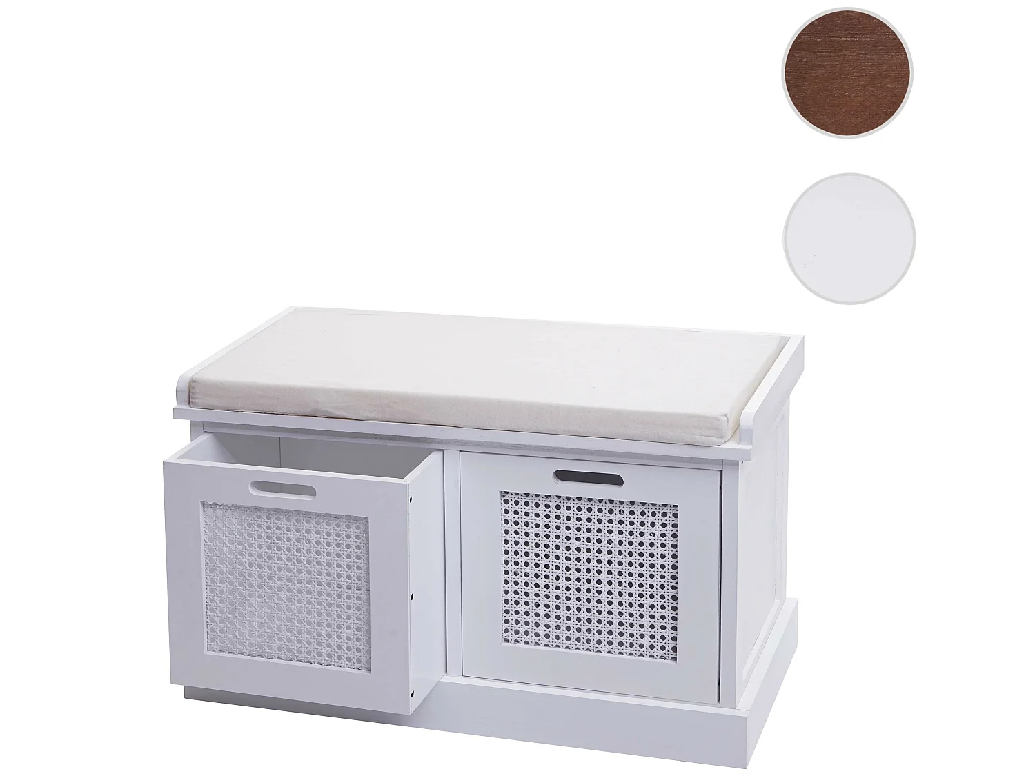 Banc MCW-J49 Boîtes de rangement,  blanc, rembourrage crème-blanc