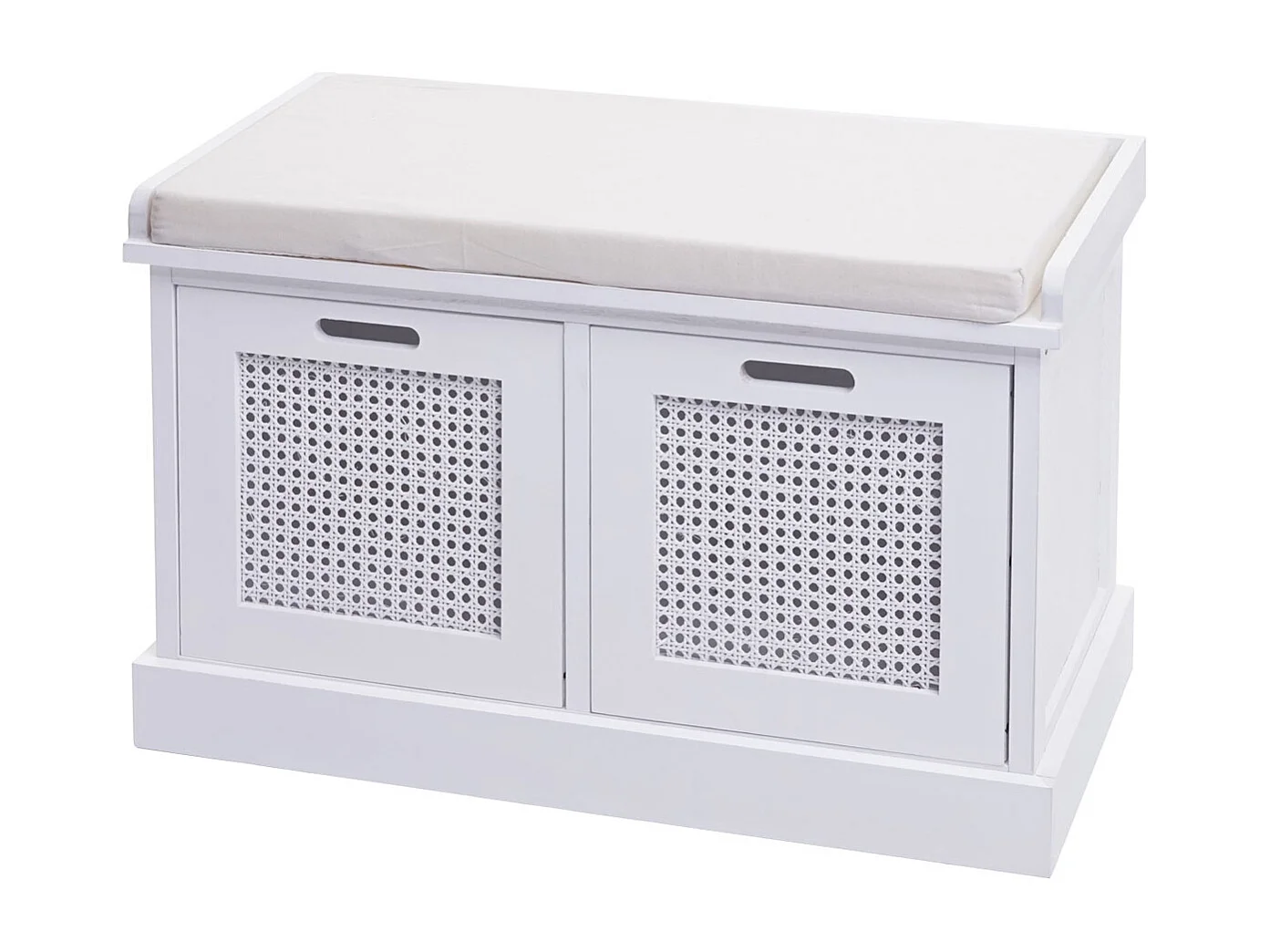 MCW-J49 Bench with Storage Boxes,  white, cream-white upholstery