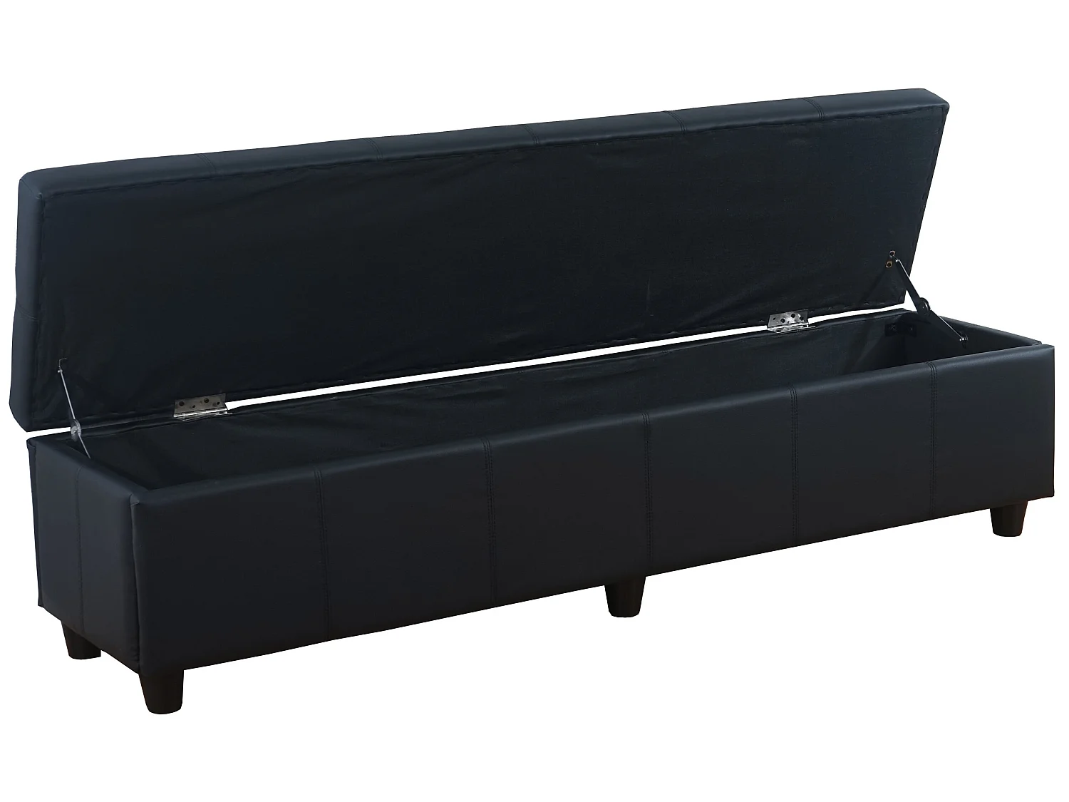 Banc avec rangement Arezzo XXL, Banc banquette Kriens XXL, 180x45x45cm, similicuir, noir mat