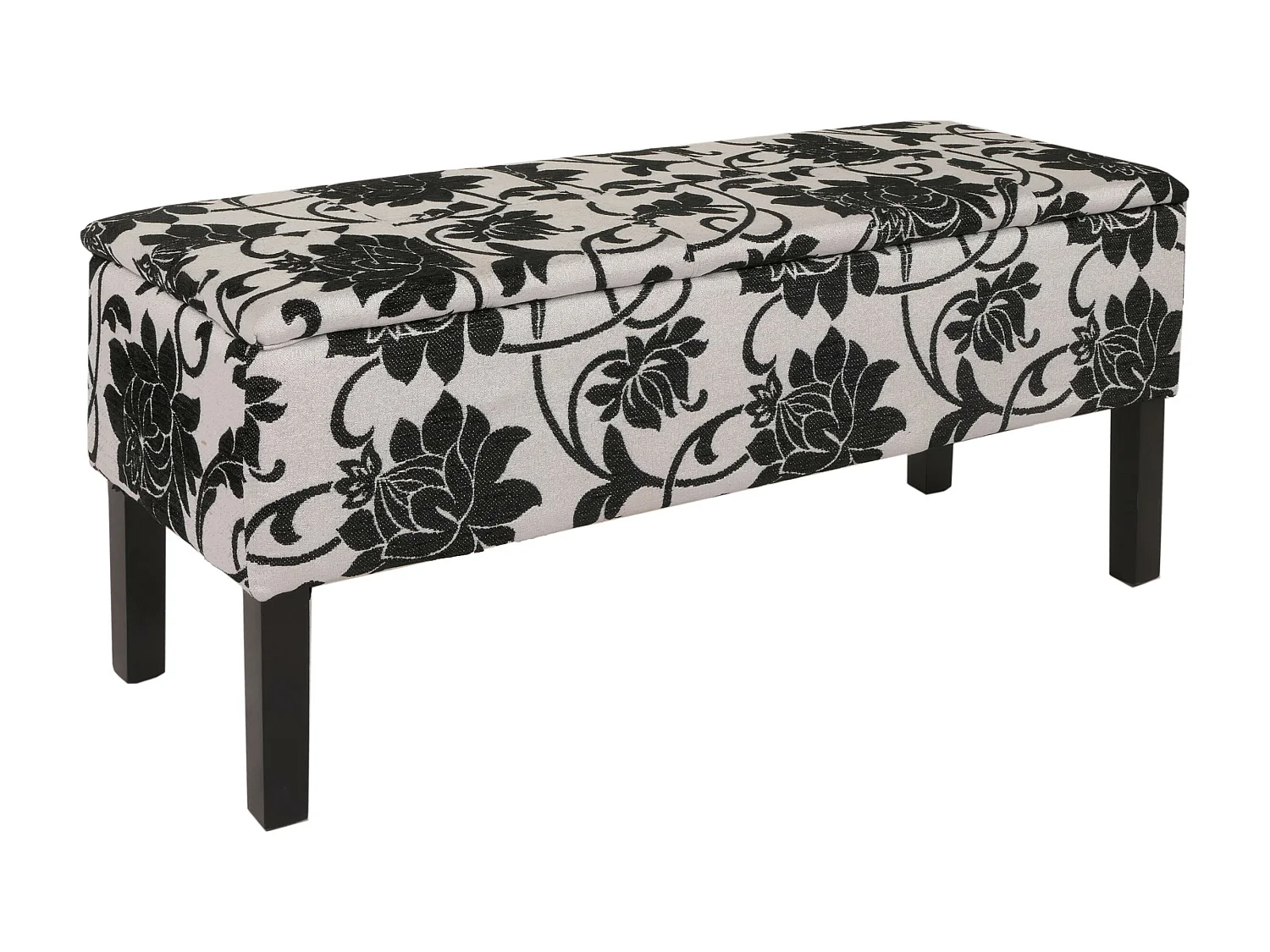 Bank Renens met opschrift crème,  jacquard zwart