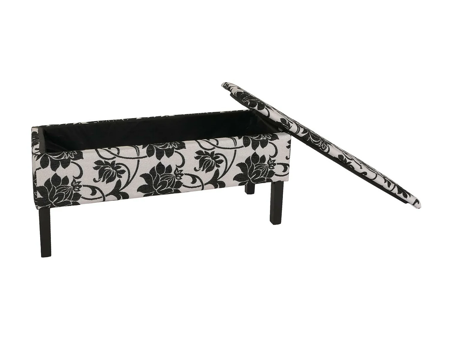 Bank Renens met opschrift crème,  jacquard zwart