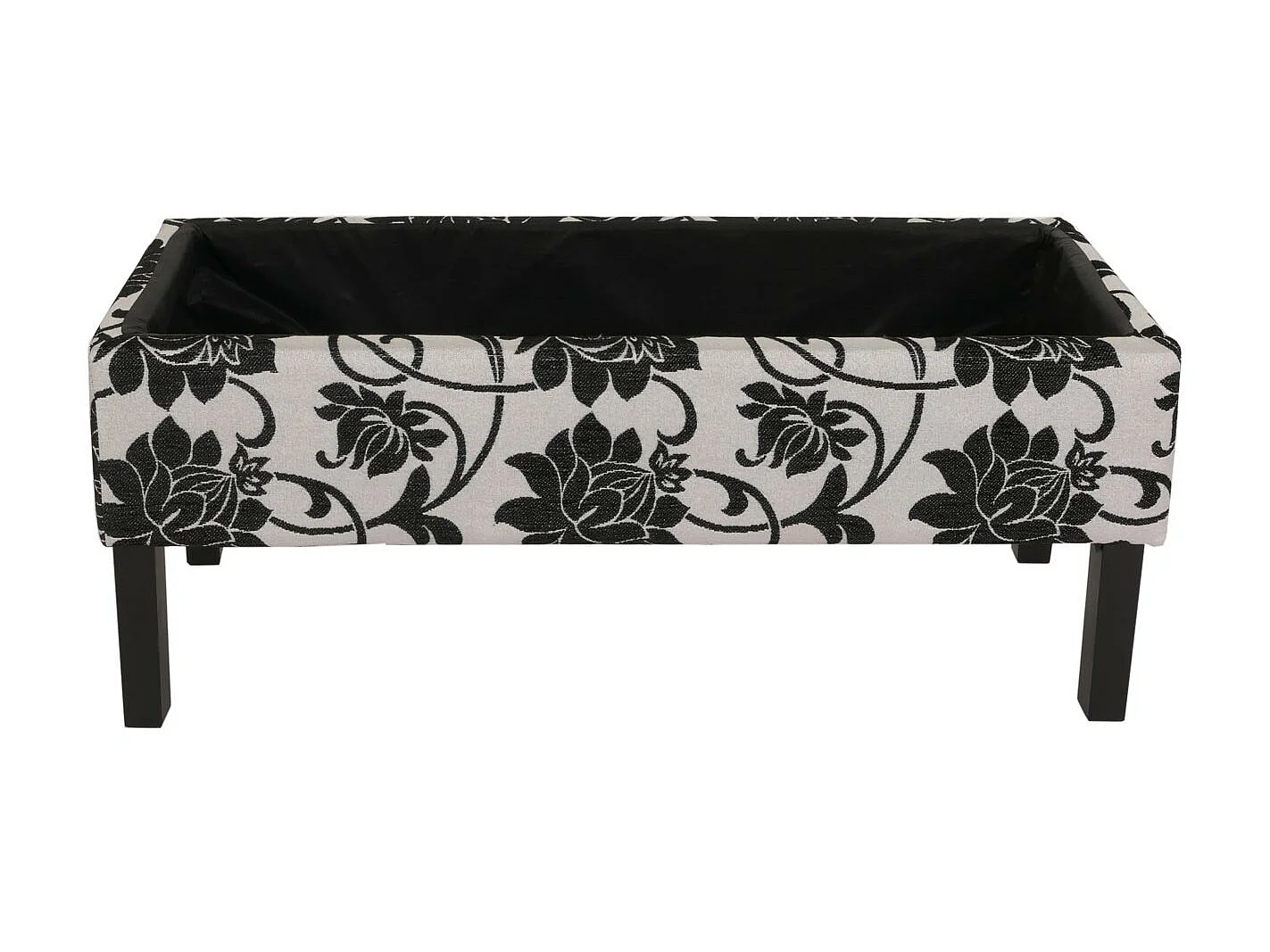 Bank Renens met opschrift crème,  jacquard zwart