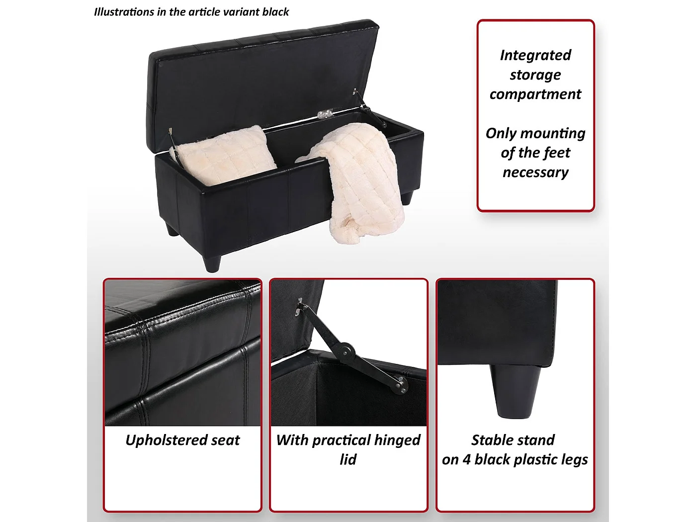 Banc avec rangement Arezzo,  crème