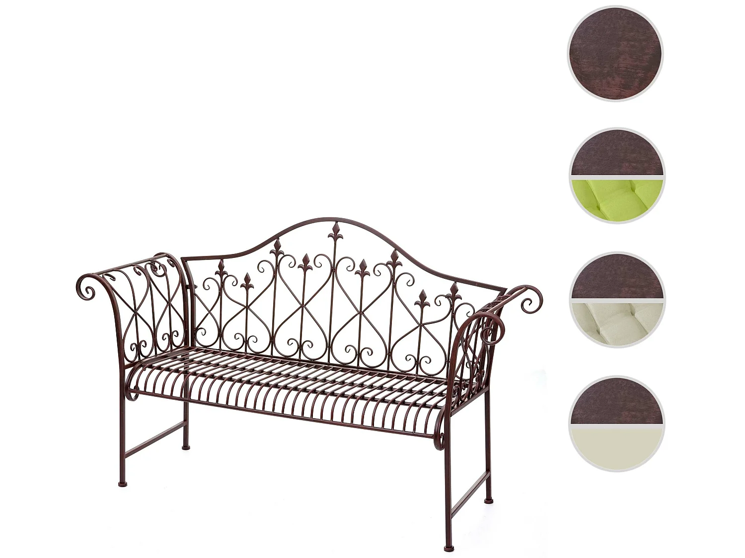 Banc de jardin MCW-H78 aspect rouille 2 places,  sans coussin d'assise