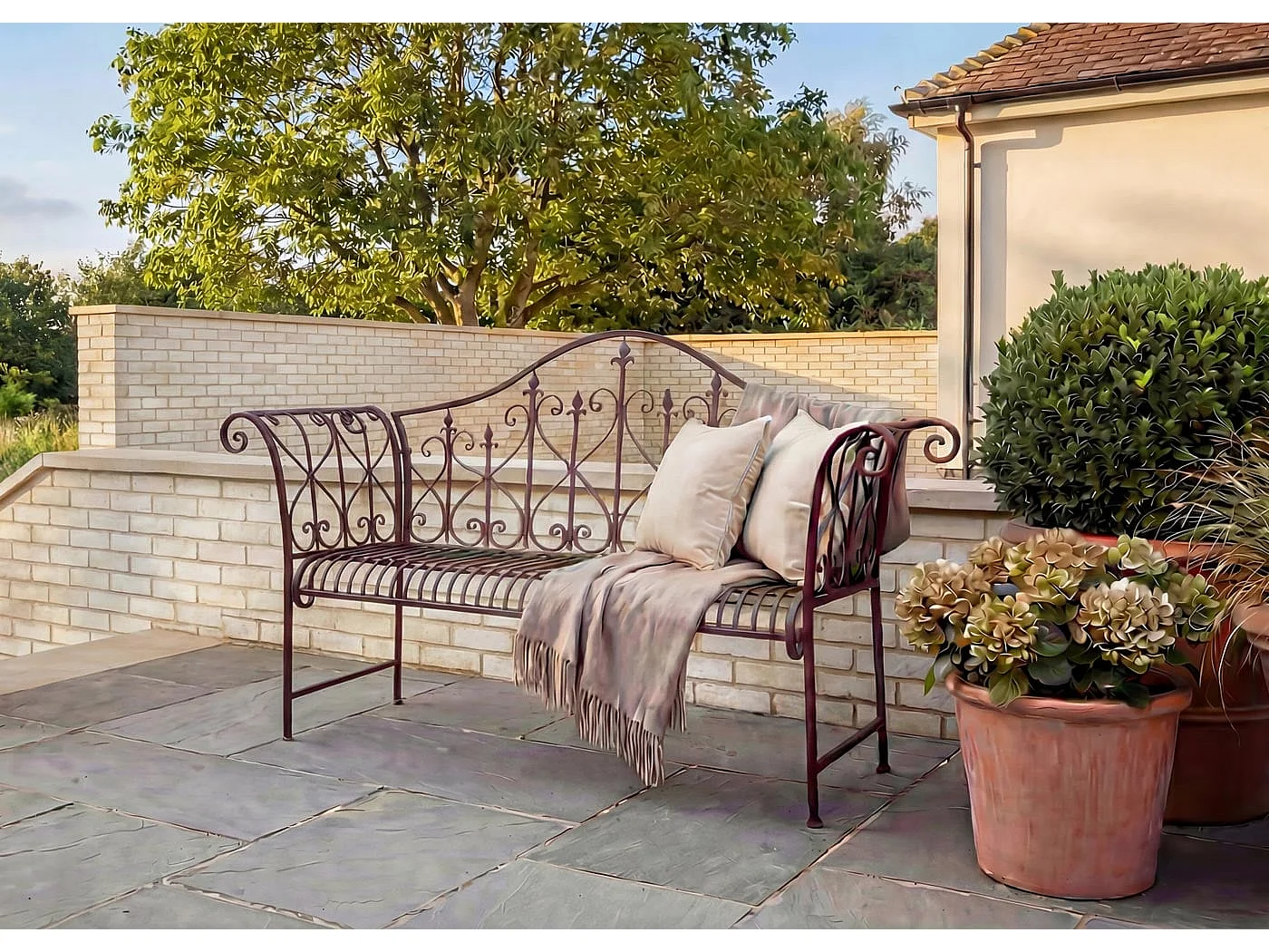 Banc de jardin MCW-H78 aspect rouille 2 places,  sans coussin d'assise