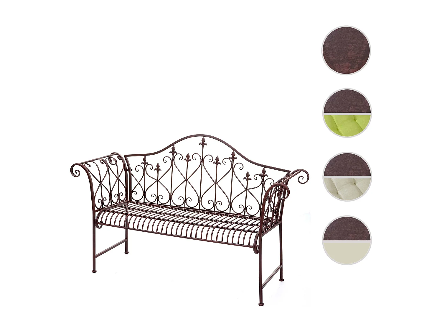 Banc de jardin MCW-H78 aspect rouille 2 places,  sans coussin d'assise