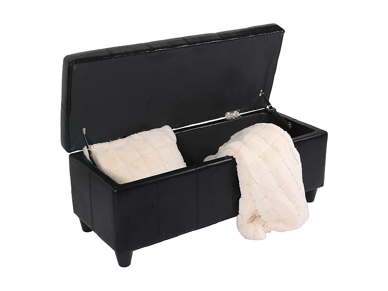 Sitzbank mit  Aufbewahrung Arezzo, LEDER, 112x45x45cm, schwarz