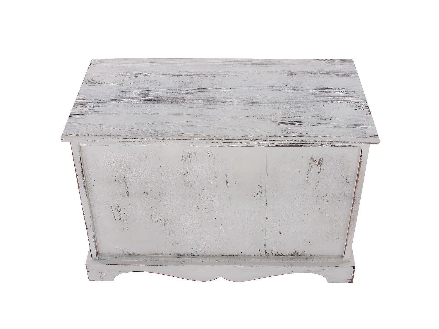 Sitzbank 2 Körbe Shabby-Look, Weiß