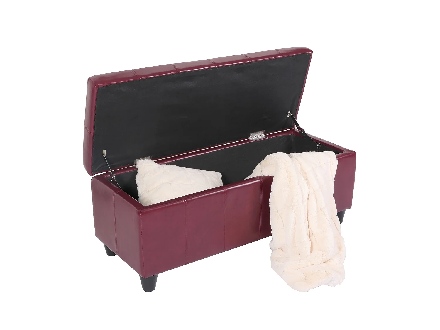 Sitzbank mit  Aufbewahrung Arezzo, LEDER, 112x45x45cm, rot