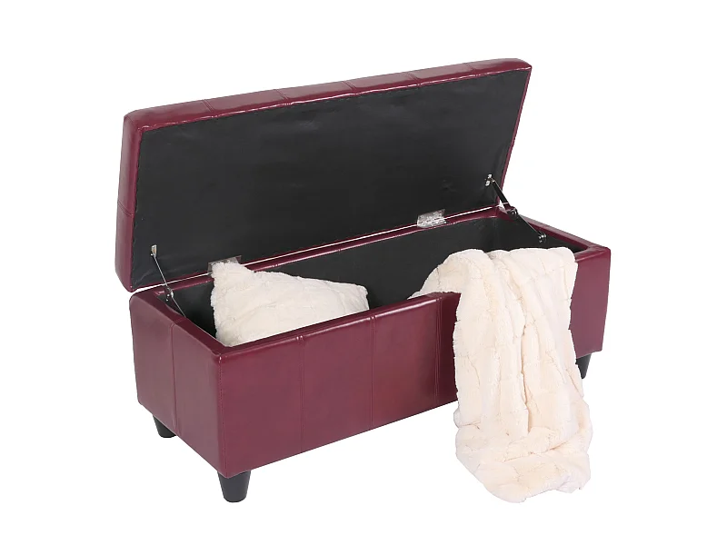 Sitzbank mit  Aufbewahrung Arezzo, LEDER, 112x45x45cm, rot