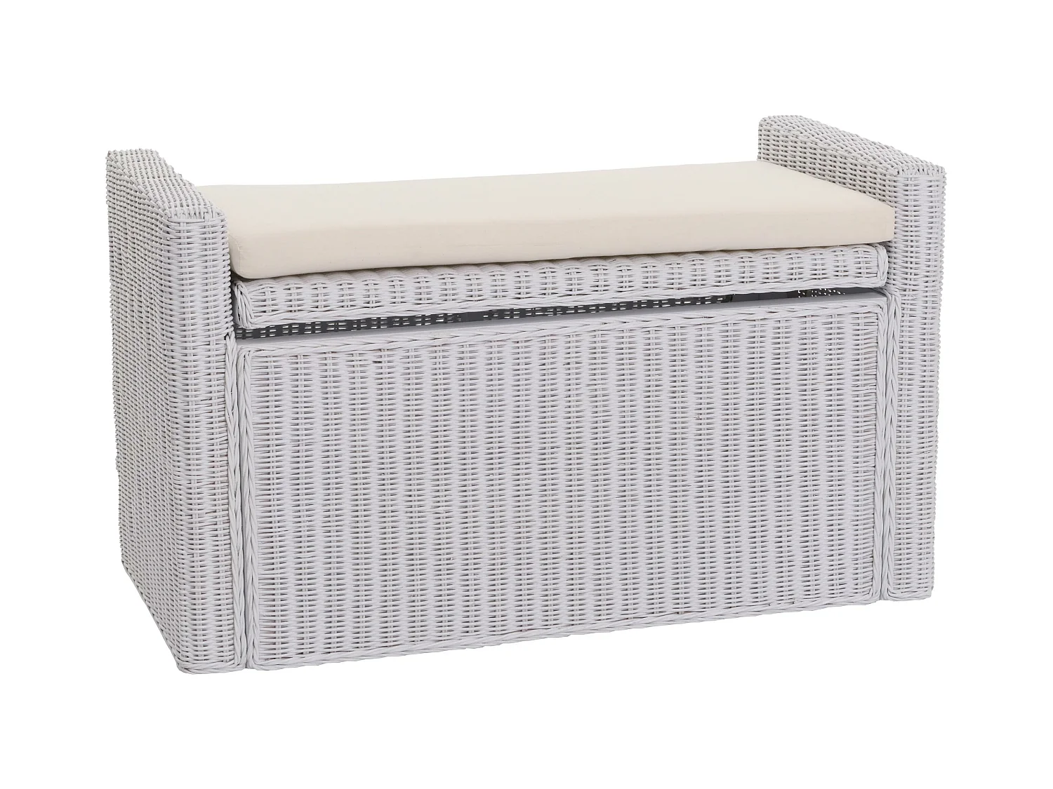 Bankje Genua rotan opbergvak,  wit