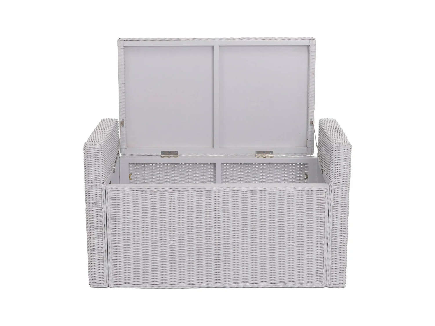 Bankje Genua rotan opbergvak,  wit