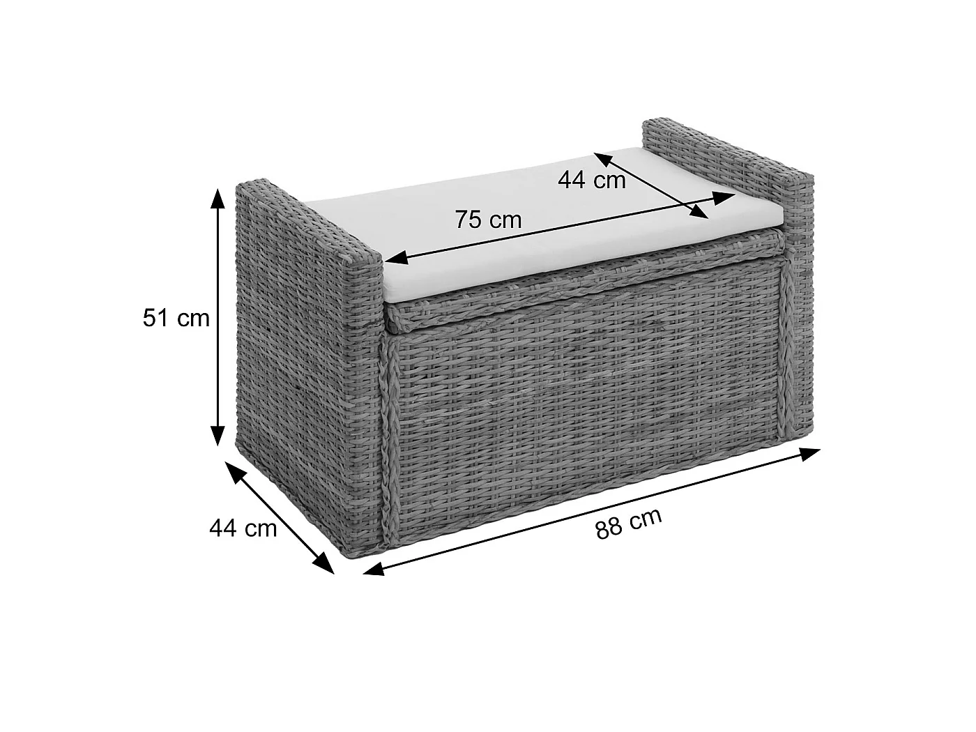 Ławka Genua Rattan Schowek,  biały