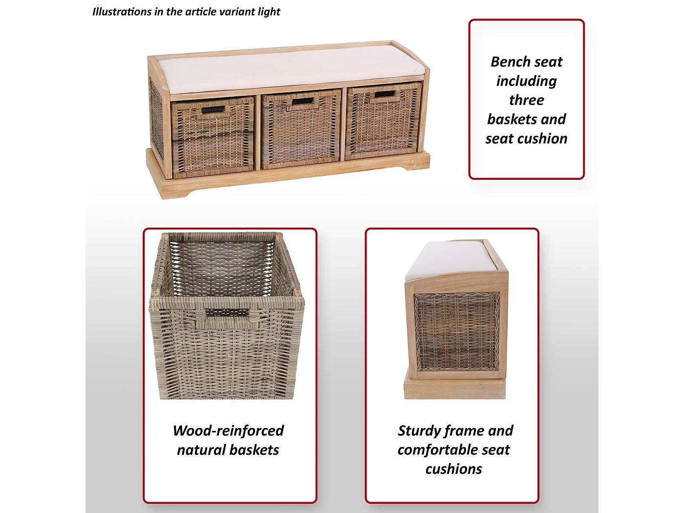 Asiento corrido Adana,  color claro