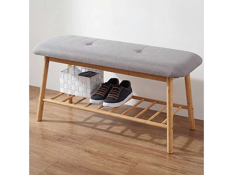 Banc Étagère à chaussures MCW-D90 Bambou