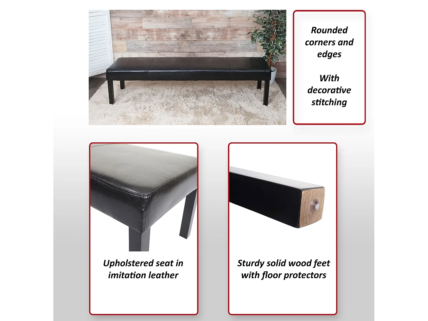 Bank M37 kunstleer,  120x43x49 cm bruin, donkere poten